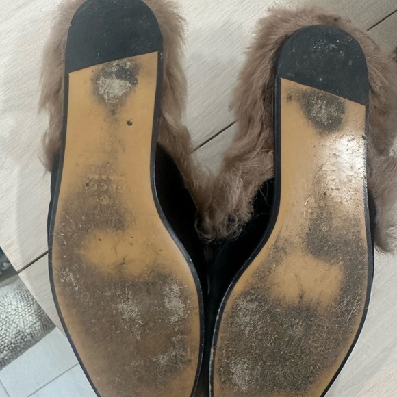 Gucci Princetown black Suede Fur Loafers Size 9 - Picture 4 of 4